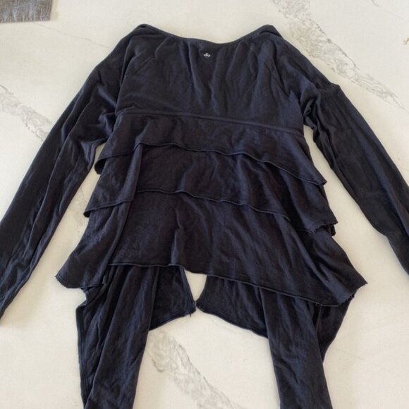 PrAna Cardigan Cascade Waterfall Open Front Sweater Organic Cotton Black Sz M - Picture 4 of 9